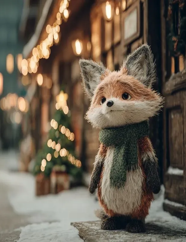 Pixar Christmas Animals Snowy City Night