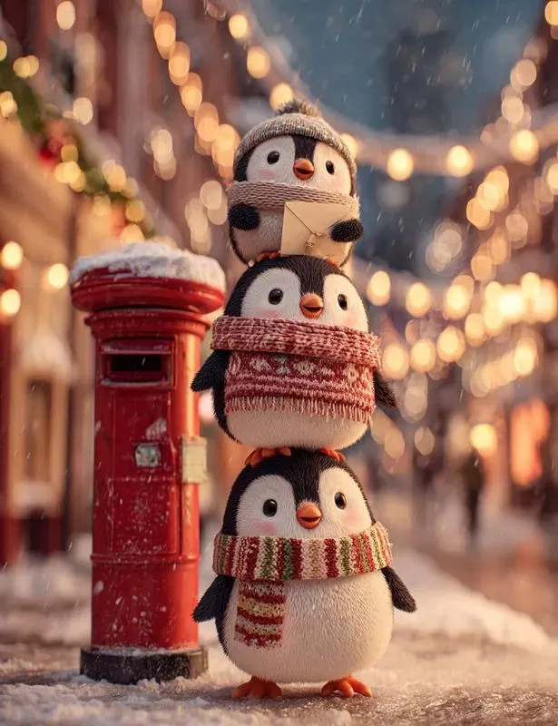 Pixar Christmas Animals Snowy City Night
