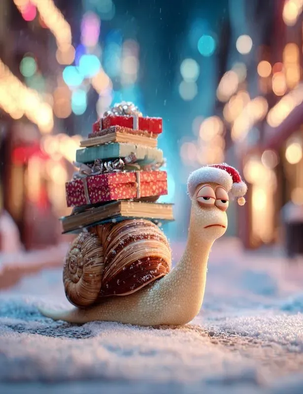 Pixar Christmas Animals Snowy City Night