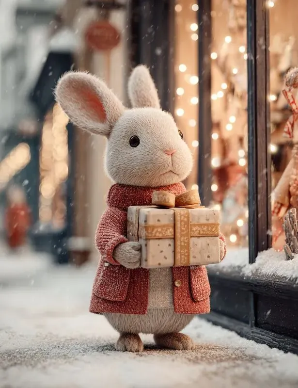 Pixar Christmas Animals Snowy City Night