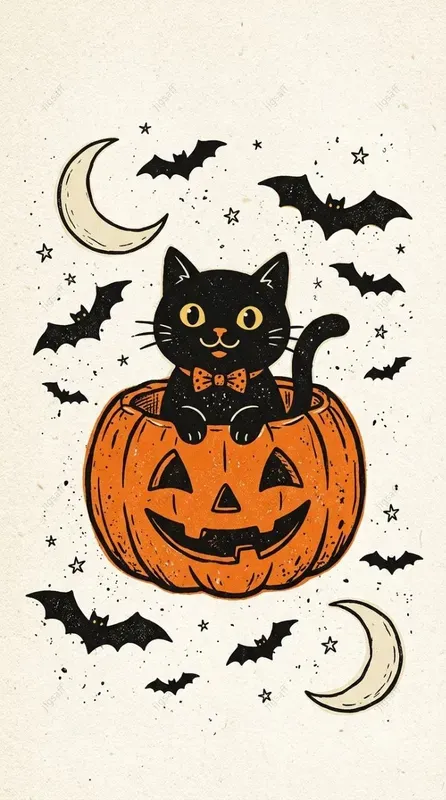 Vintage Halloween Screenprint Art