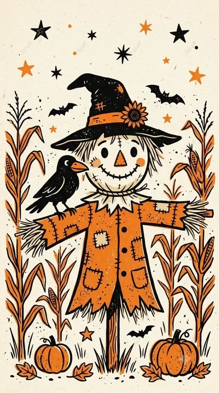 Vintage Halloween Screenprint Art