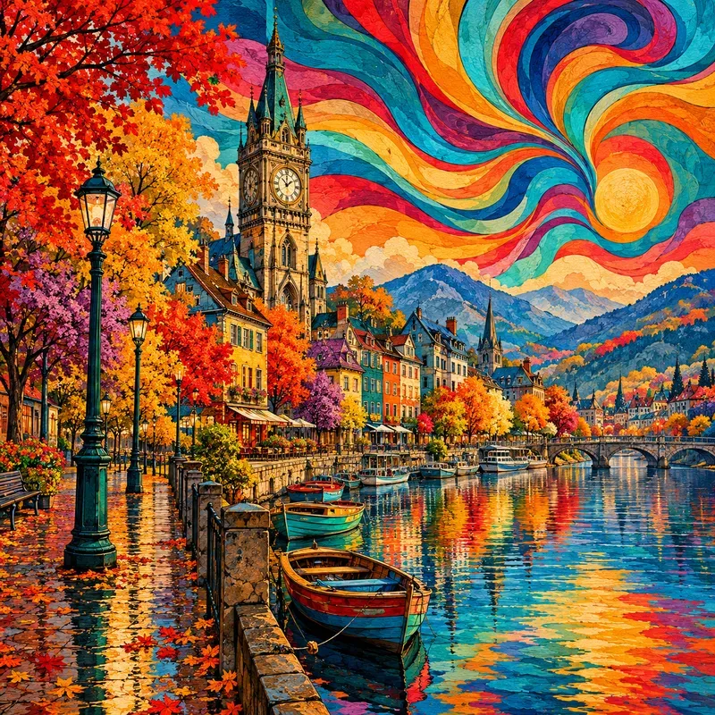 Psychedelic Autumn Cityscapes