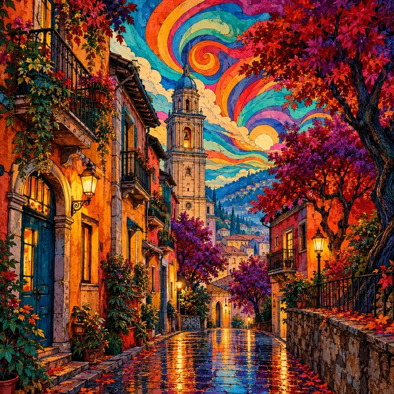 Psychedelic Autumn Cityscapes