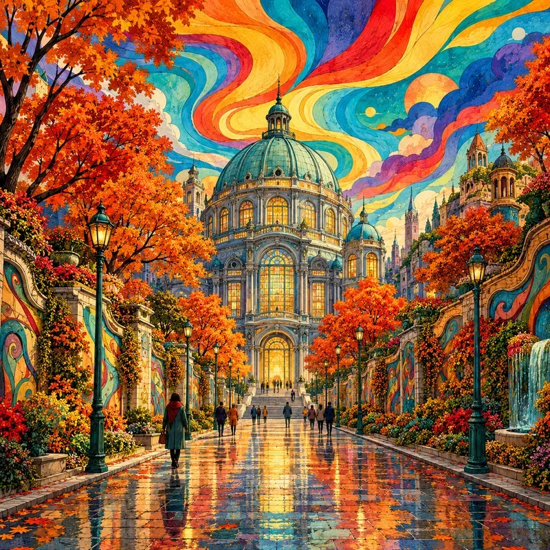Psychedelic Autumn Cityscapes
