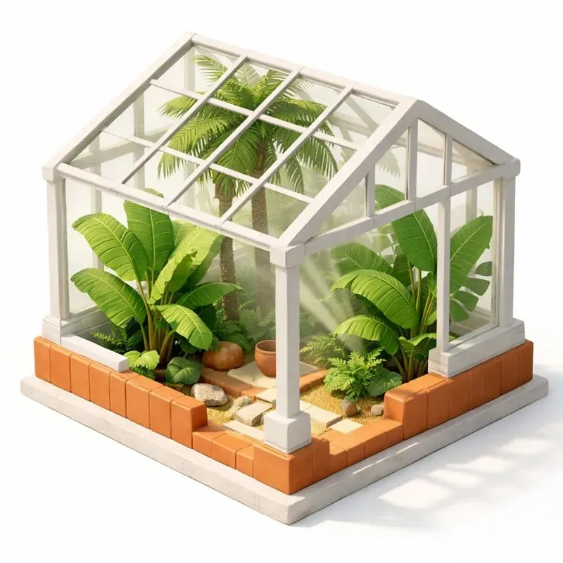3D Isometric Minimalist Glass Greenhouses