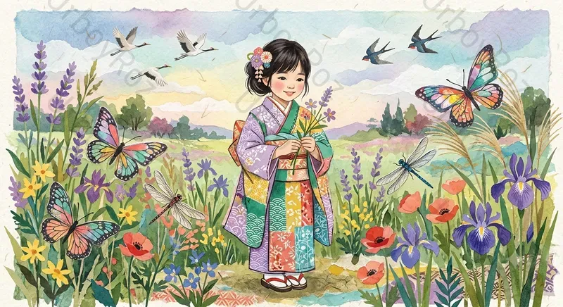 Japanese Washi Collage Illustrations