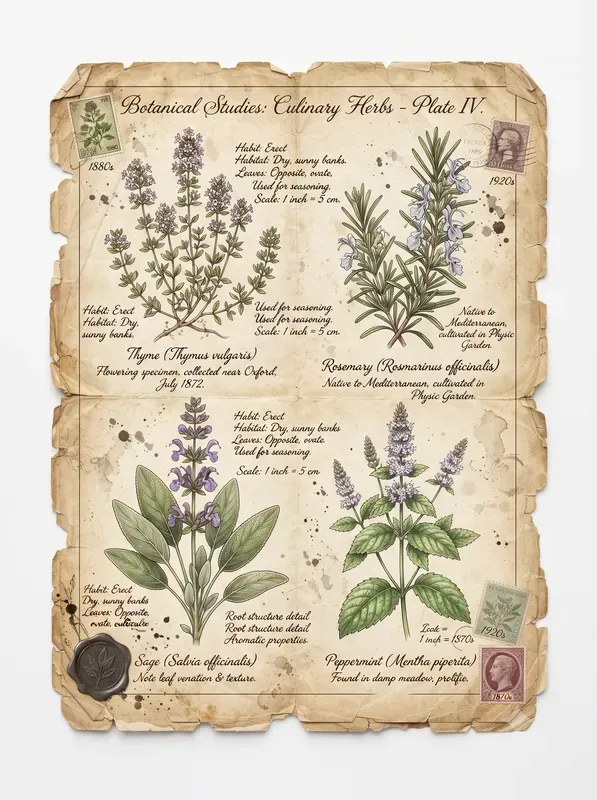 Vintage Botanical Junk Journal Pages