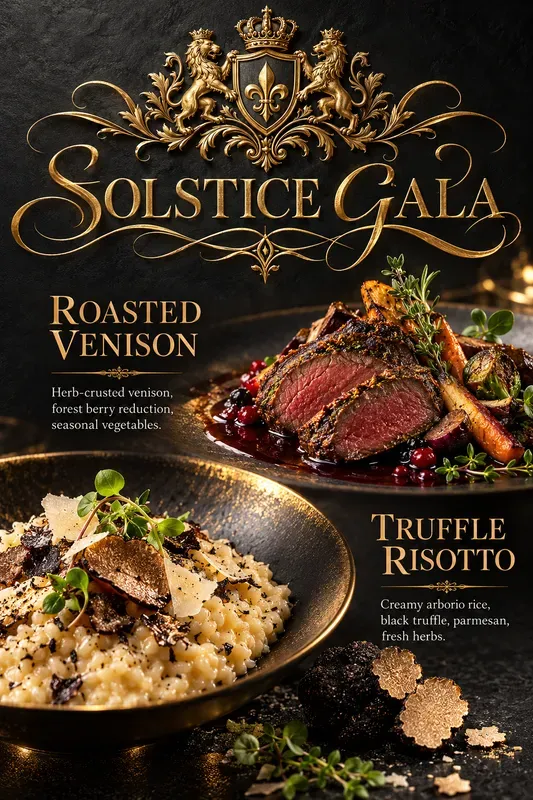 Regal Gold Gala Menu Card Template Events