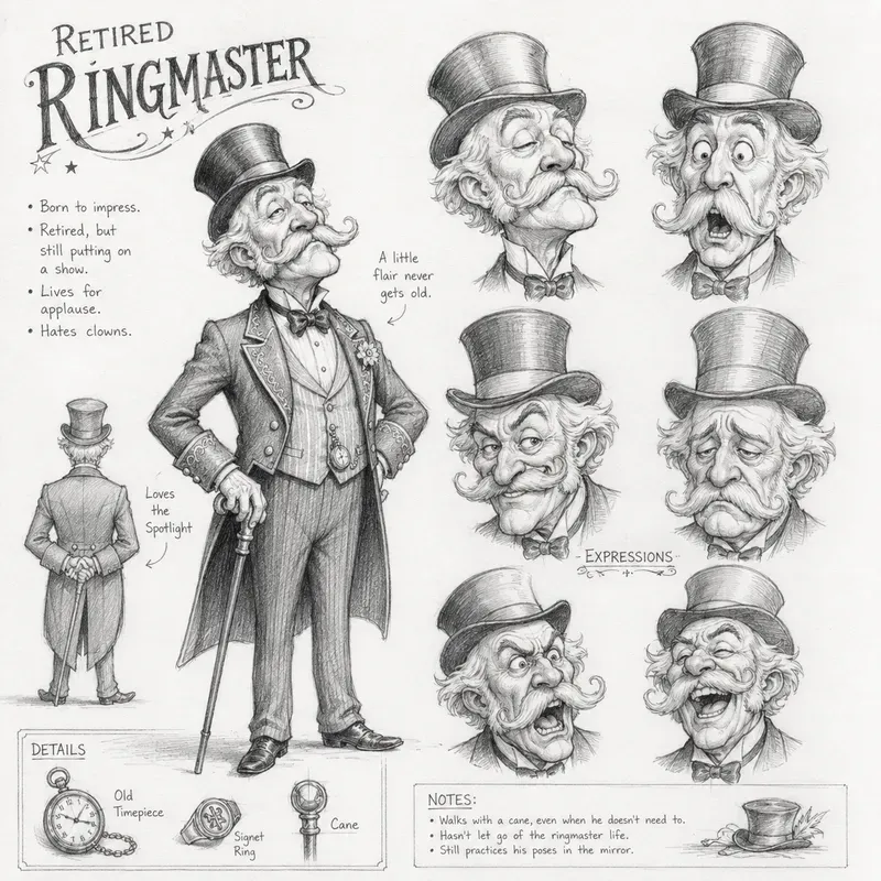 Whimsical Pencil Caricature Sheet Art