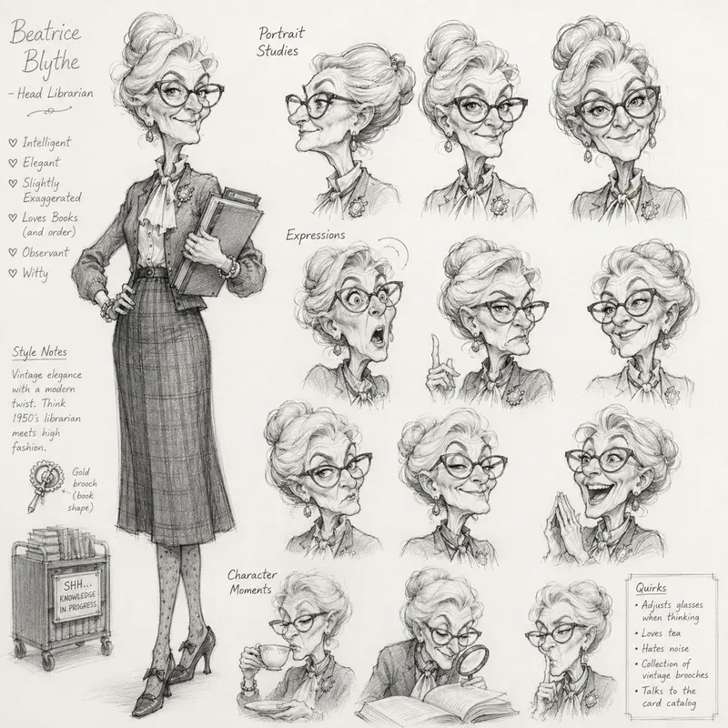 Whimsical Pencil Caricature Sheet Art