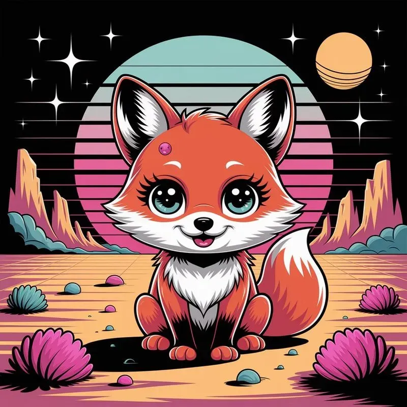 Fantasy Kawaii Vaporwave Animals
