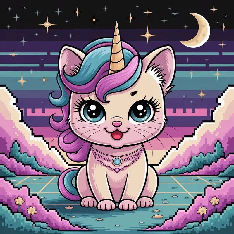 Fantasy Kawaii Vaporwave Animals