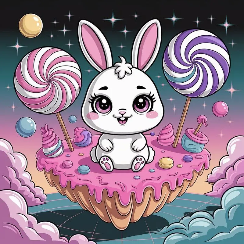 Fantasy Kawaii Vaporwave Animals
