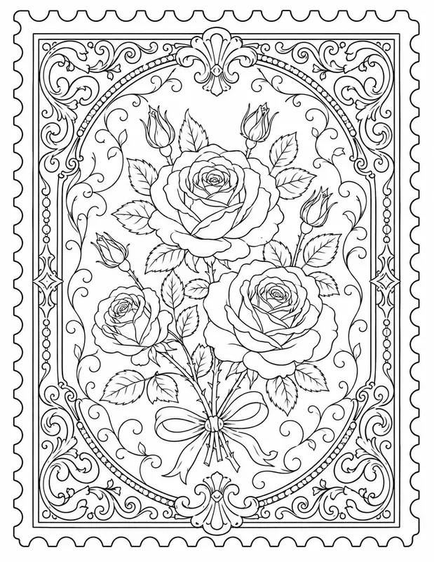 Antique Stamp Collection Coloring Pages