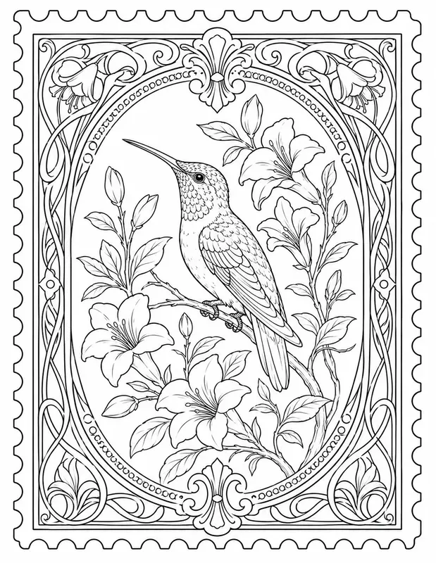 Antique Stamp Collection Coloring Pages