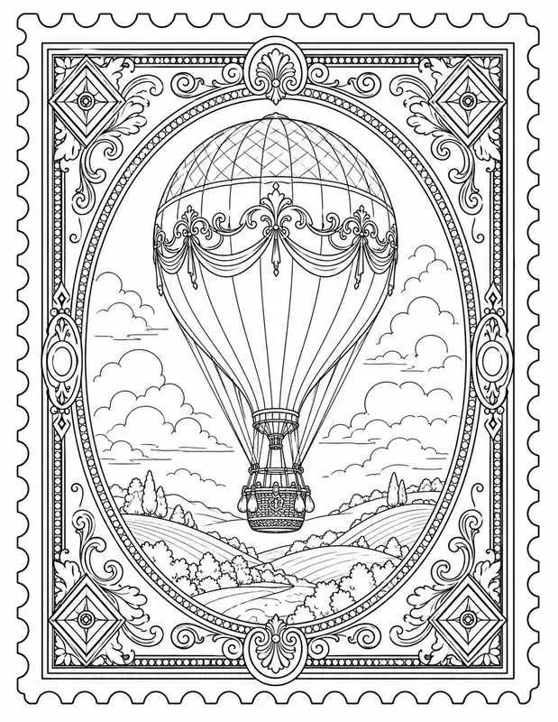 Antique Stamp Collection Coloring Pages