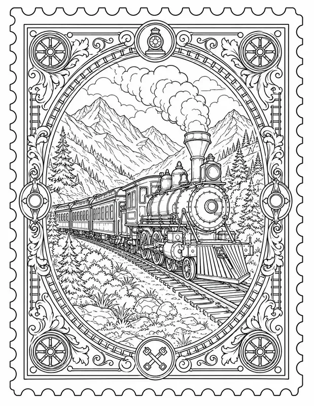 Antique Stamp Collection Coloring Pages