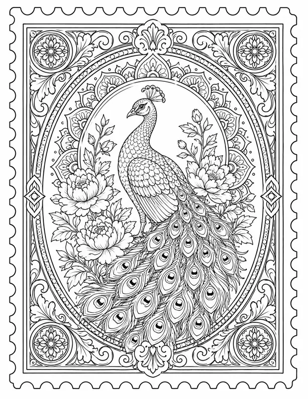 Antique Stamp Collection Coloring Pages