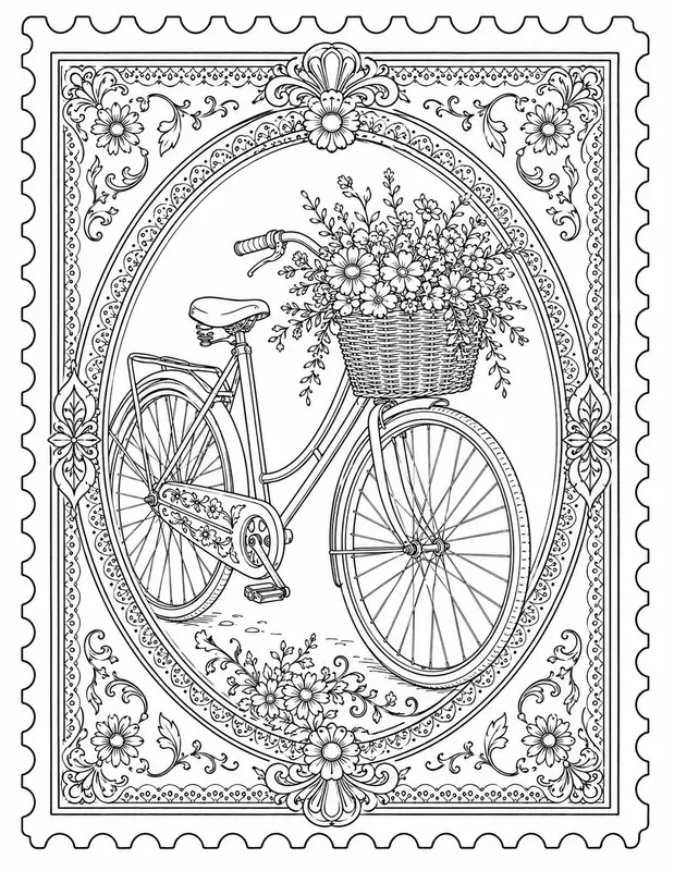 Antique Stamp Collection Coloring Pages
