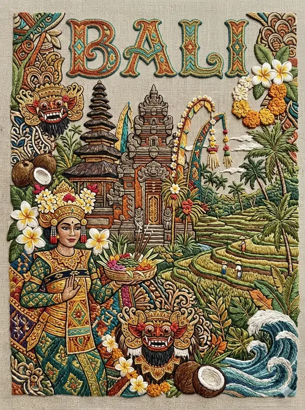 3D Embroidery Travel Posters