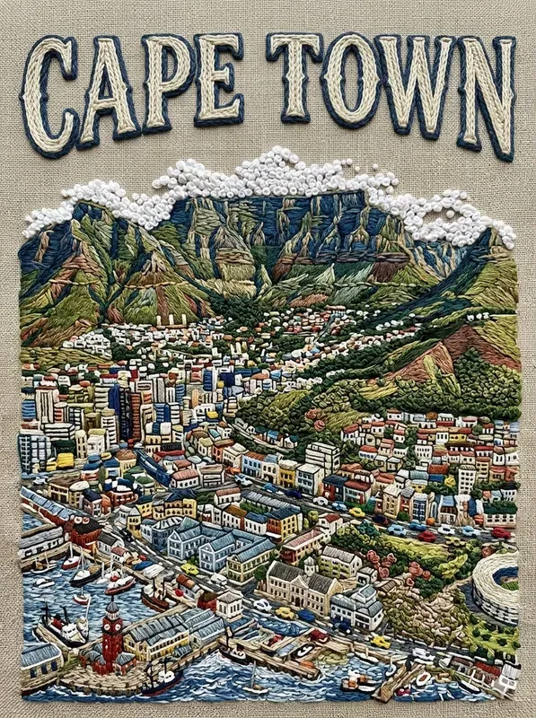 3D Embroidery Travel Posters
