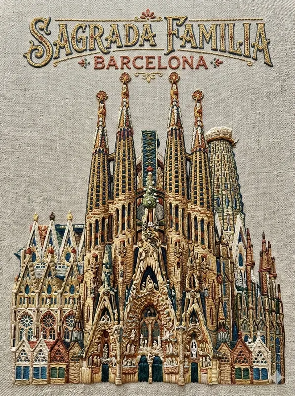 3D Embroidery Travel Posters