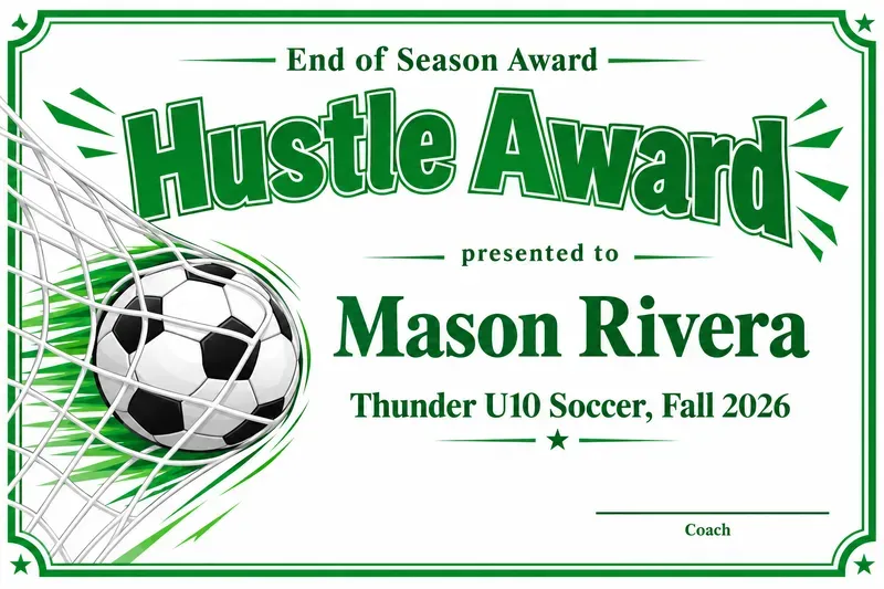Youth Sports End Of Season Awards