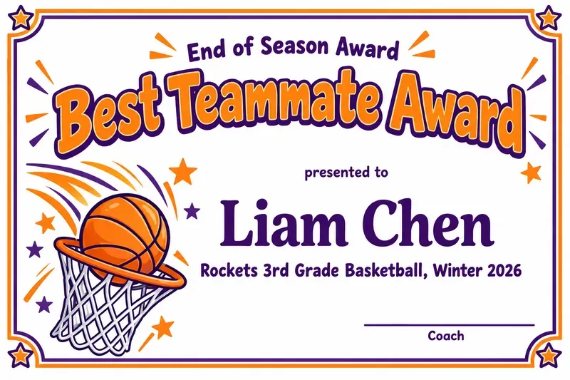 Youth Sports End Of Season Awards