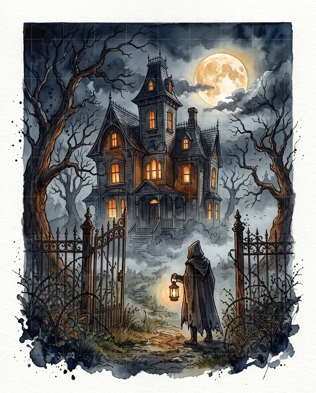 Moody Halloween Watercolor Art Prints