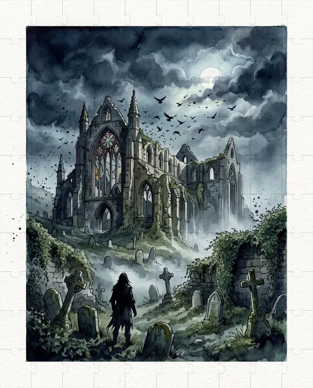 Moody Halloween Watercolor Art Prints
