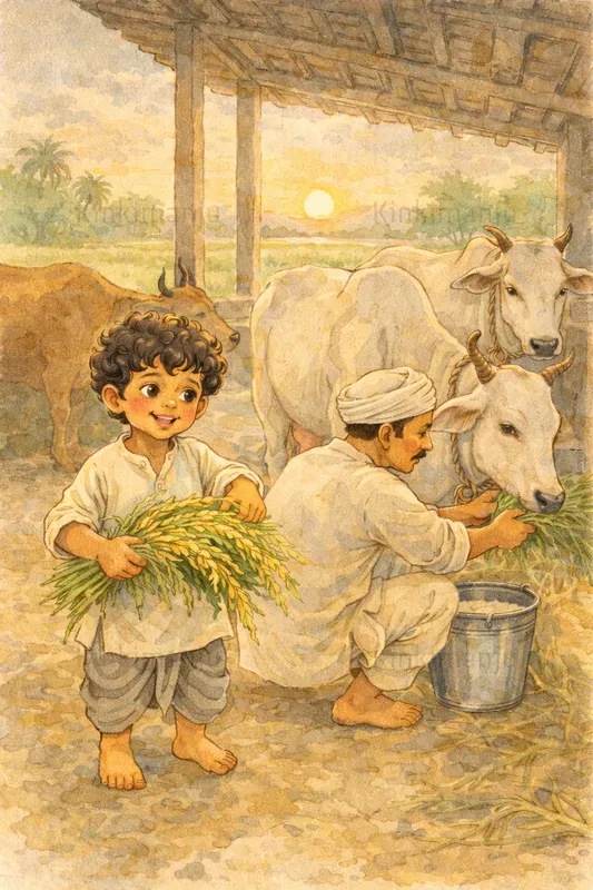 Indian Village Boy Illustration50 Packs