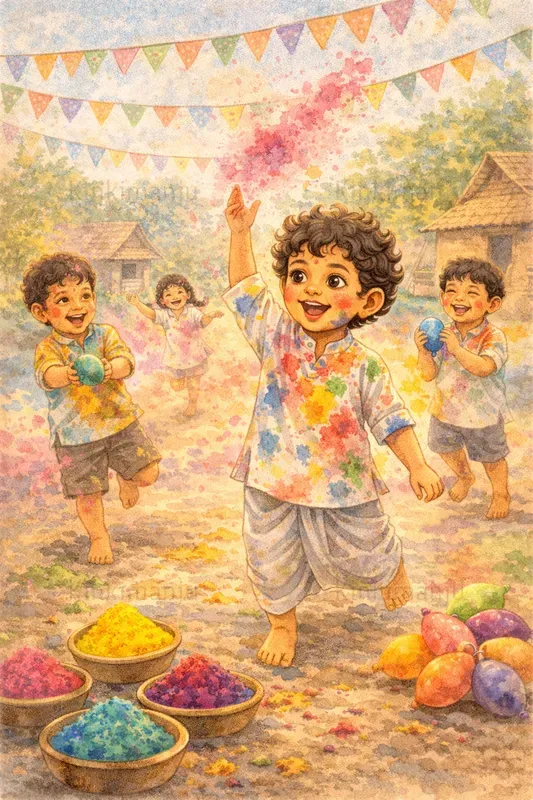 Indian Village Boy Illustration50 Packs