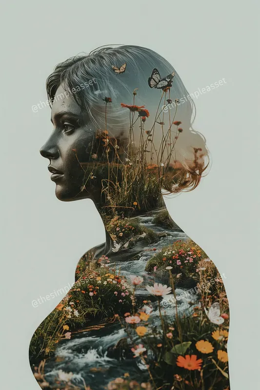 Floral Mind Double Exposure Art