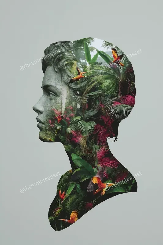 Floral Mind Double Exposure Art