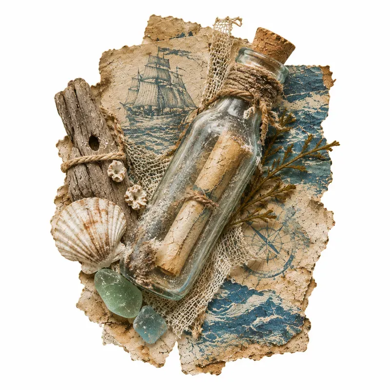 Seaside Found Junk Journal Ephemera