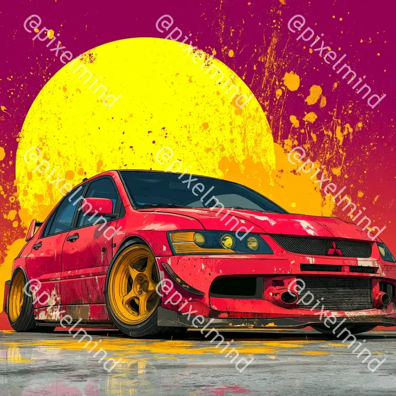 Jdm Sunset Street Art Car Print Packs