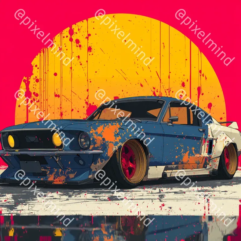 Jdm Sunset Street Art Car Print Packs
