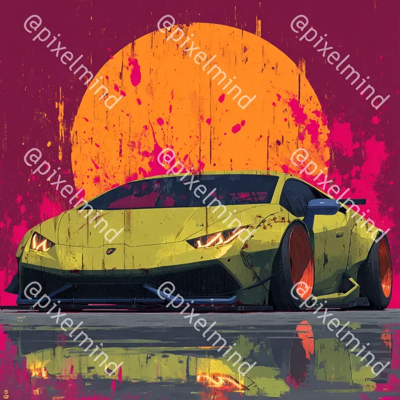 Jdm Sunset Street Art Car Print Packs
