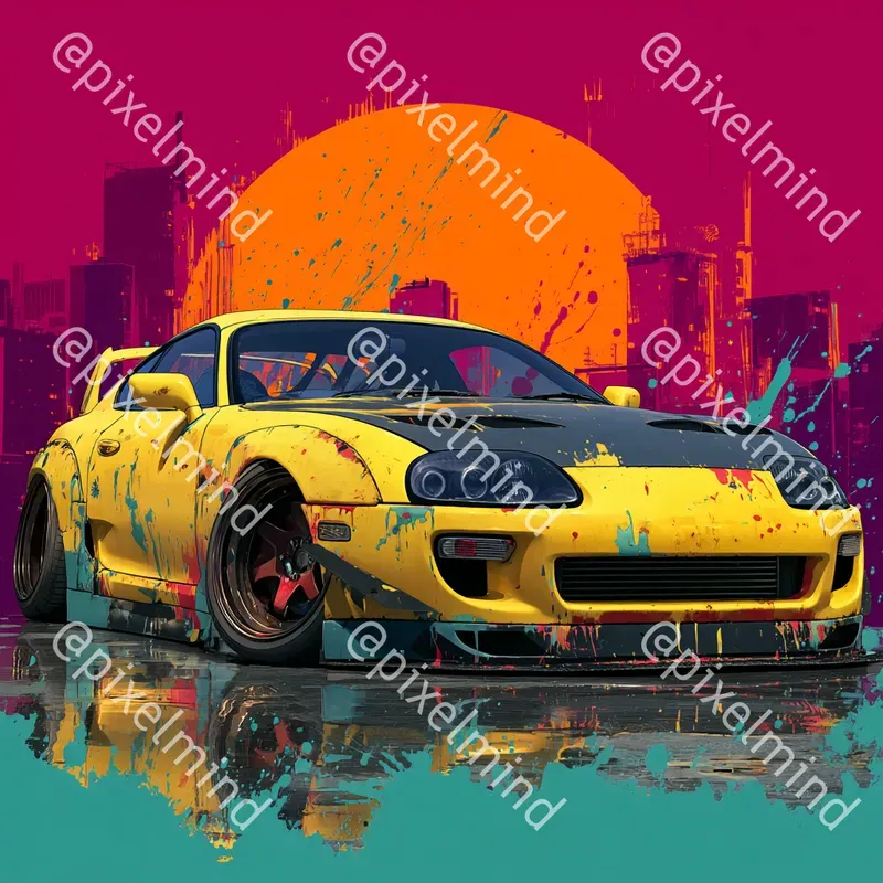 Jdm Sunset Street Art Car Print Packs