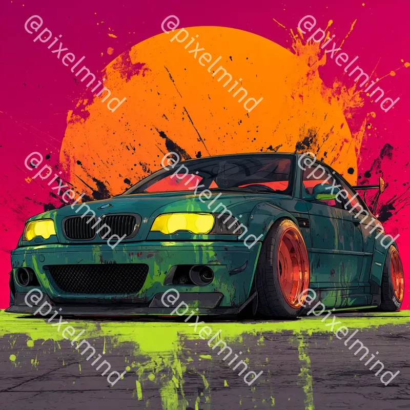 Jdm Sunset Street Art Car Print Packs