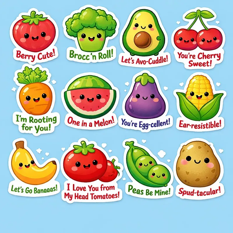 Cute Punny Kawaii Sticker Sheets