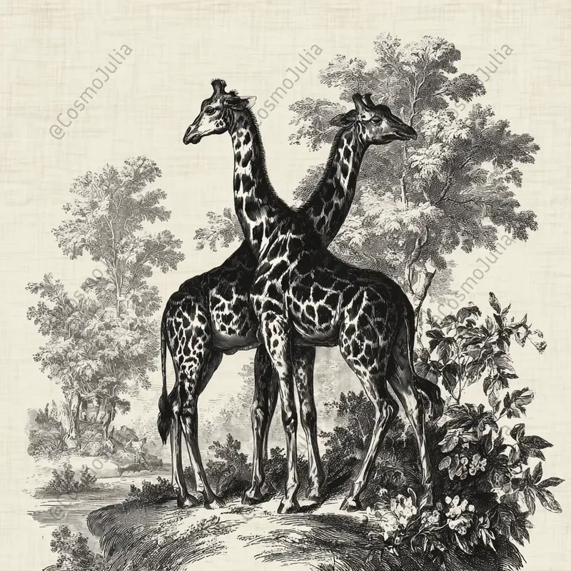 Toile Botanical Animal Sketches