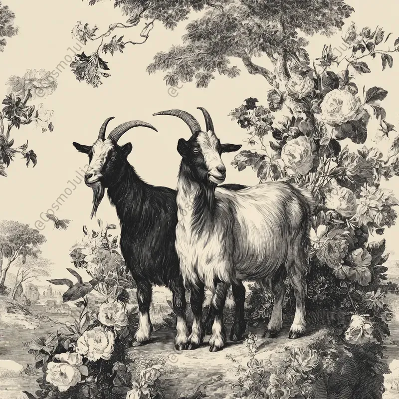 Toile Botanical Animal Sketches