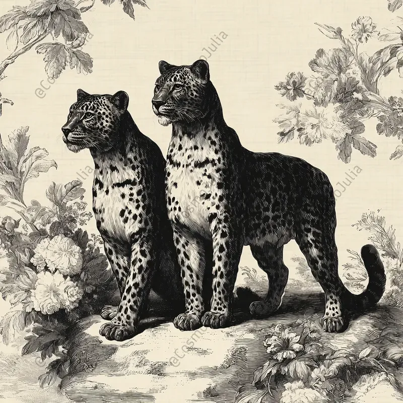 Toile Botanical Animal Sketches