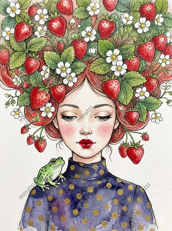 Botanical Watercolor Portrait Art
