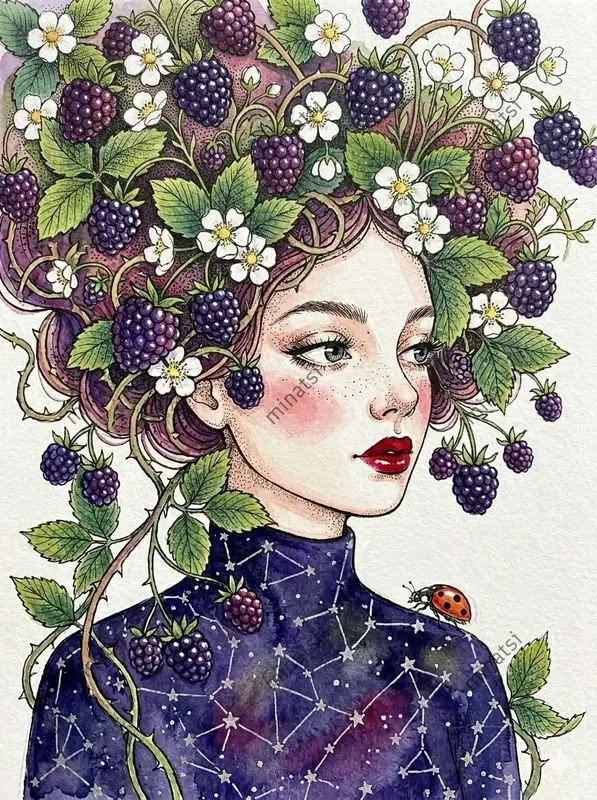 Botanical Watercolor Portrait Art