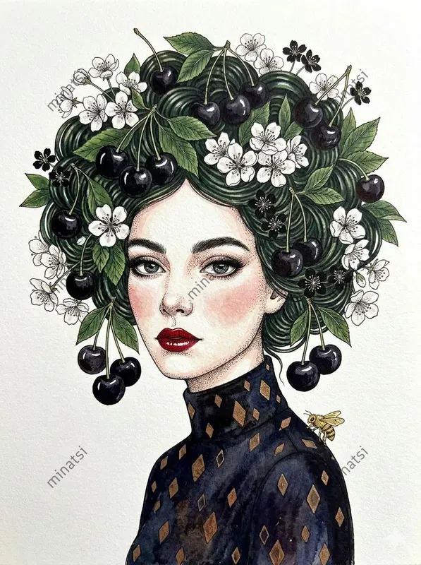 Botanical Watercolor Portrait Art