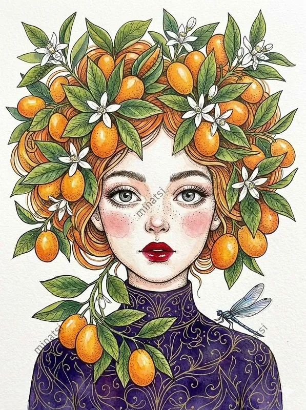 Botanical Watercolor Portrait Art