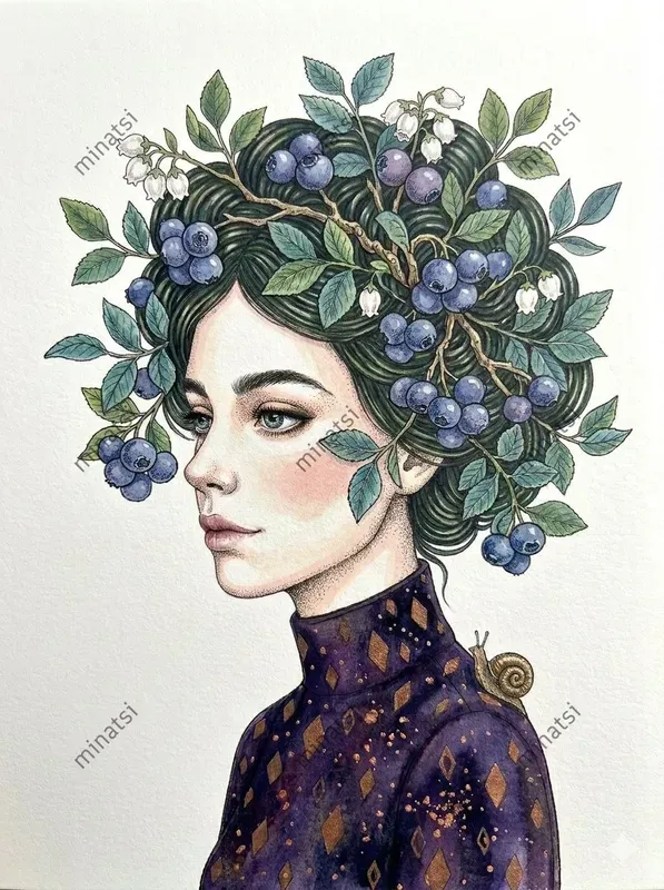 Botanical Watercolor Portrait Art